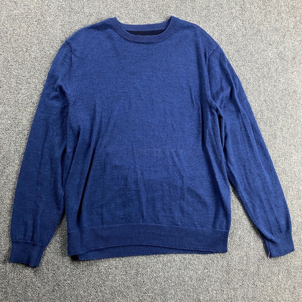 Club Room Sweater Men's Large Blue Crew Neck Pullover Merino Wool‎ Blend Adults